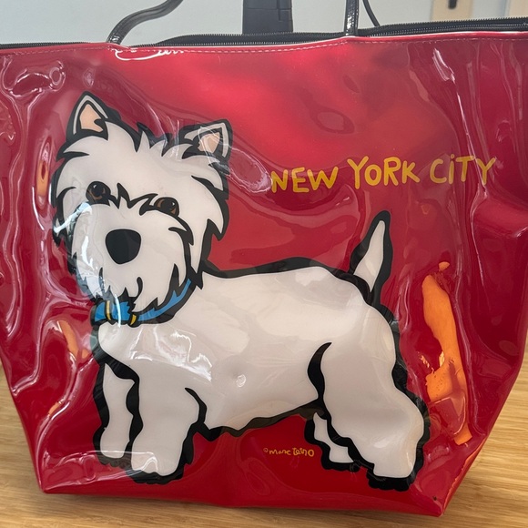 Marc Tetro Red Shoulder Bag with Dog Design #26 - Picture 3 of 4